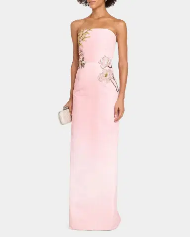 Oscar de la Renta Strapless Beaded Flower Column Gown | Thumbnail 4 Oscar de la Renta Strapless Beaded Flower Column Gown | Thumbnail 4