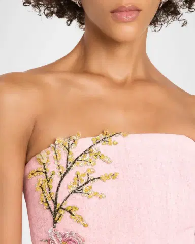 Oscar de la Renta Strapless Beaded Flower Column Gown | Thumbnail 5 Oscar de la Renta Strapless Beaded Flower Column Gown | Thumbnail 5