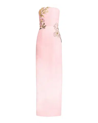 Oscar de la Renta Strapless Beaded Flower Column Gown | Thumbnail 1 Oscar de la Renta Strapless Beaded Flower Column Gown | Thumbnail 1