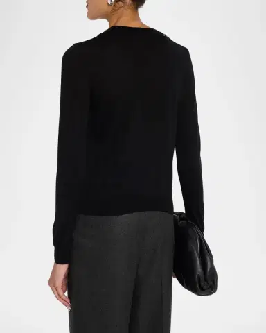 Carolina Herrera Embroidered Wool & Silk-Blend Long-Sleeve Sweater | Thumbnail 3 Carolina Herrera Embroidered Wool & Silk-Blend Long-Sleeve Sweater | Thumbnail 3