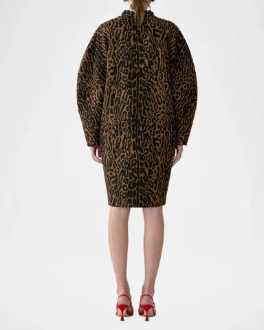 Carolina Herrera Leopard-Print Wool Double-Breasted Cocoon Coat | Thumbnail 3 Carolina Herrera Leopard-Print Wool Double-Breasted Cocoon Coat | Thumbnail 3