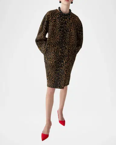 Carolina Herrera Leopard-Print Wool Double-Breasted Cocoon Coat | Thumbnail 4 Carolina Herrera Leopard-Print Wool Double-Breasted Cocoon Coat | Thumbnail 4