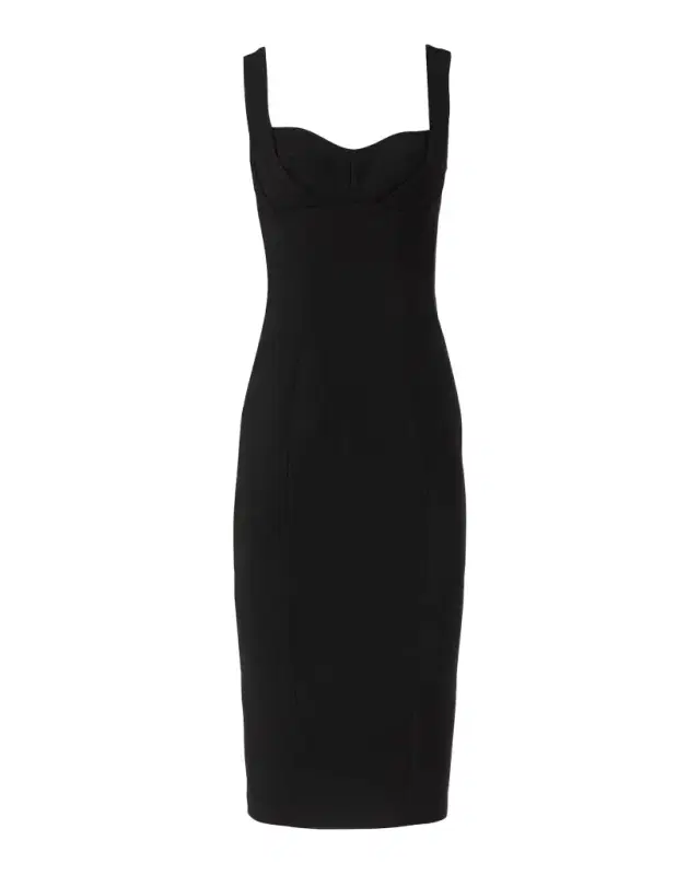 Costarellos Avera Sculpted Crepe Sleeveless Midi Dress