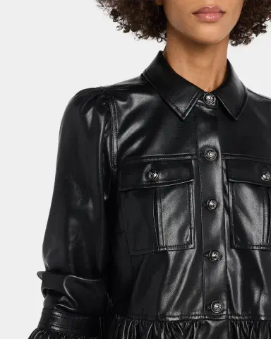 Cinq à Sept Delanie Ruffled Vegan Leather Jacket | Thumbnail 5 Cinq à Sept Delanie Ruffled Vegan Leather Jacket | Thumbnail 5