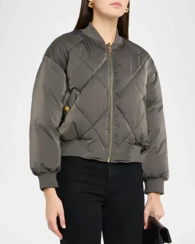 L'Agence Violeta Reversible Quilted Puffer Bomber Jacket | Thumbnail 4