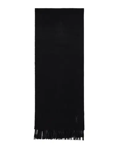 Saint Laurent Men's YSL Cashmere Embroidered-Cassandre Scarf | Thumbnail 3 Saint Laurent Men's YSL Cashmere Embroidered-Cassandre Scarf | Thumbnail 3