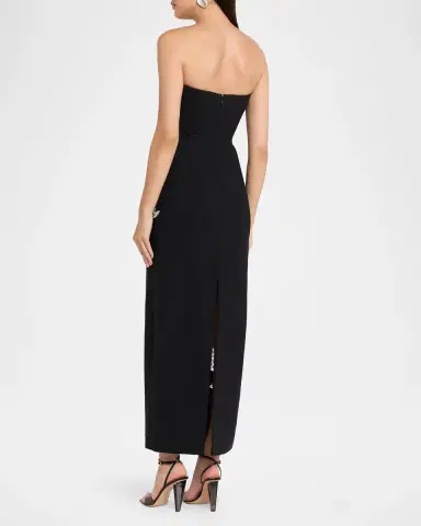 Oscar de la Renta Strapless Crystal Floral Inset Column Gown | Thumbnail 3