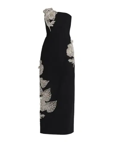 Oscar de la Renta Strapless Crystal Floral Inset Column Gown | Thumbnail 1