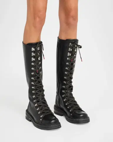 Miu Miu 40mm Leather Lace-Up Knee-High Combat Boots | Thumbnail 2