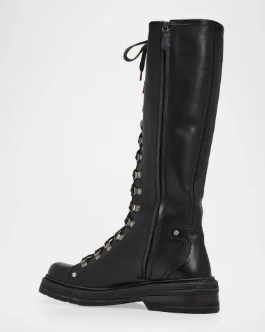 Miu Miu 40mm Leather Lace-Up Knee-High Combat Boots | Thumbnail 4