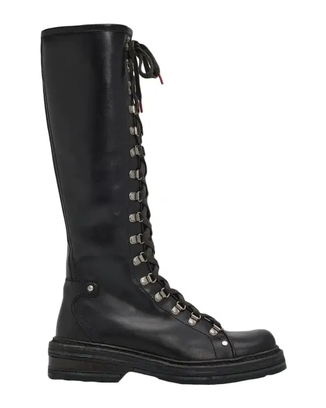 Miu Miu 40mm Leather Lace-Up Knee-High Combat Boots