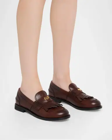 Miu Miu Fringed Leather Penny Loafers | Thumbnail 2