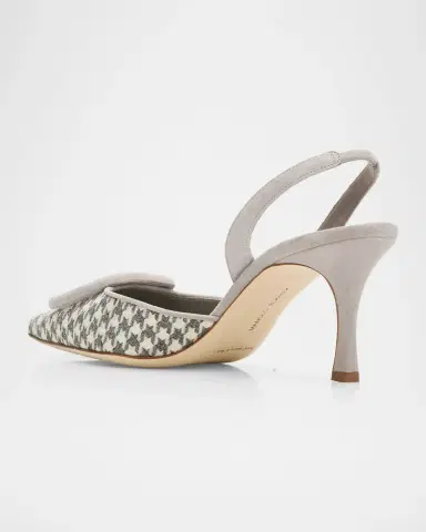 Manolo Blahnik 70mm Mayslibi Gala Houndstooth Suede Slingback Pumps | Thumbnail 4 Manolo Blahnik 70mm Mayslibi Gala Houndstooth Suede Slingback Pumps | Thumbnail 4
