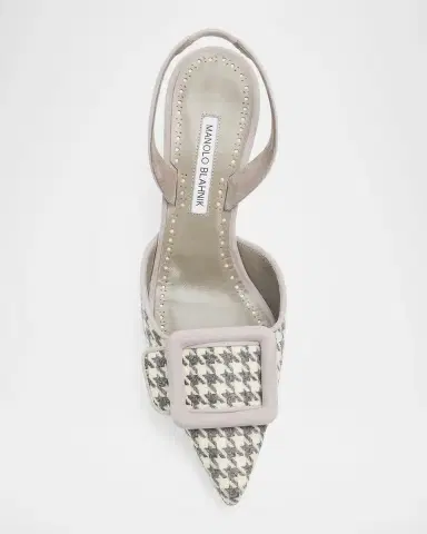 Manolo Blahnik 70mm Mayslibi Gala Houndstooth Suede Slingback Pumps | Thumbnail 6 Manolo Blahnik 70mm Mayslibi Gala Houndstooth Suede Slingback Pumps | Thumbnail 6