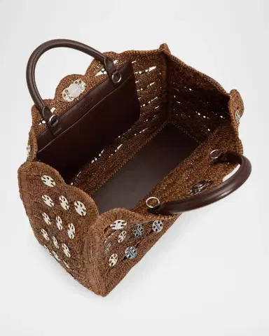 Rabanne Scalloped Disc-Embellished Raffia Tote Bag | Thumbnail 4 Rabanne Scalloped Disc-Embellished Raffia Tote Bag | Thumbnail 4