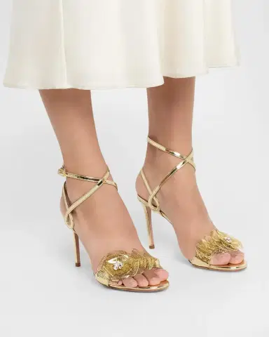Aquazzura 85mm Flora Mystica Metallic Sandals | Thumbnail 2