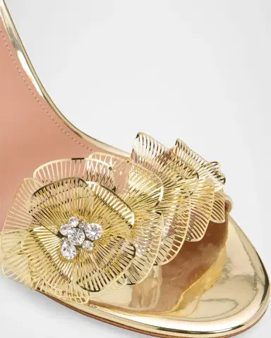 Aquazzura 85mm Flora Mystica Metallic Sandals | Thumbnail 5