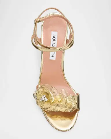 Aquazzura 85mm Flora Mystica Metallic Sandals | Thumbnail 6