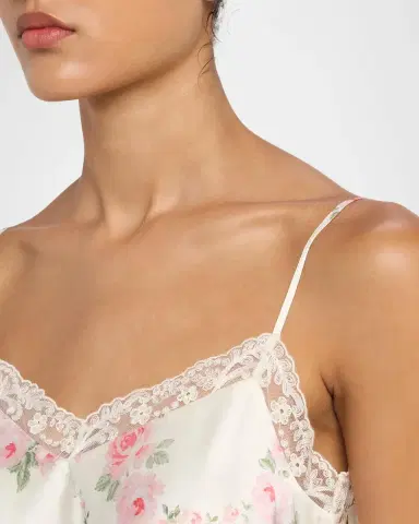 Simone Rocha Floral Satin Tiered Ruffle Midi Slip Dress | Thumbnail 5 Simone Rocha Floral Satin Tiered Ruffle Midi Slip Dress | Thumbnail 5