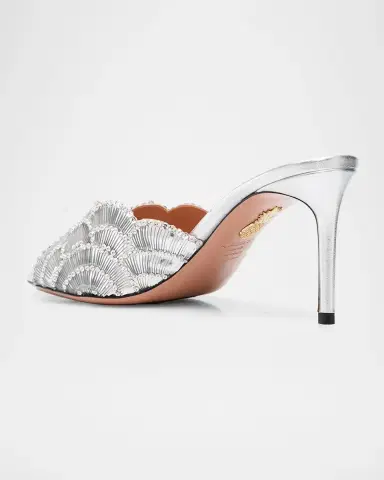 Aquazzura 75mm Ce Soir Embellished Metallic Mules | Thumbnail 4 Aquazzura 75mm Ce Soir Embellished Metallic Mules | Thumbnail 4