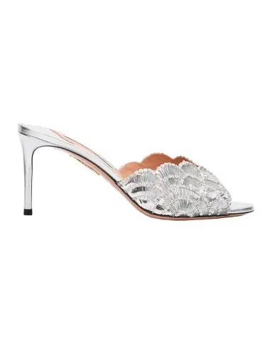 Aquazzura 75mm Ce Soir Embellished Metallic Mules | Thumbnail 1 Aquazzura 75mm Ce Soir Embellished Metallic Mules | Thumbnail 1
