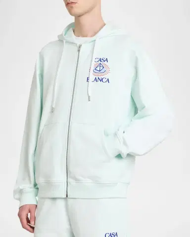 Casablanca Men's Graphic Cotton Zip-Front Hoodie | Thumbnail 4 Casablanca Men's Graphic Cotton Zip-Front Hoodie | Thumbnail 4