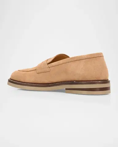 Brunello Cucinelli Men's Suede Penny Loafers | Thumbnail 4