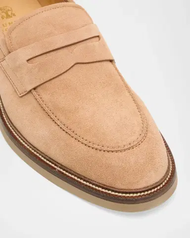 Brunello Cucinelli Men's Suede Penny Loafers | Thumbnail 5