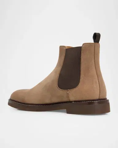 Brunello Cucinelli Men's Suede Rubber-Sole Chelsea Boots | Thumbnail 2