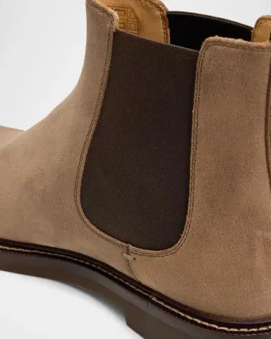 Brunello Cucinelli Men's Suede Rubber-Sole Chelsea Boots | Thumbnail 3