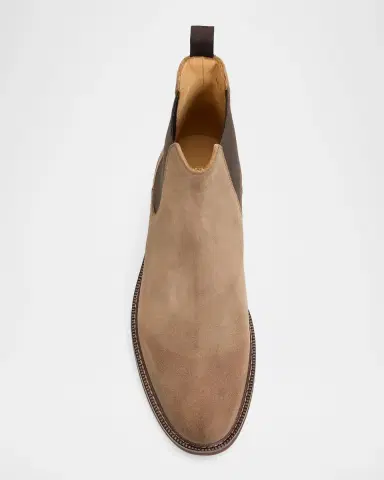 Brunello Cucinelli Men's Suede Rubber-Sole Chelsea Boots | Thumbnail 4