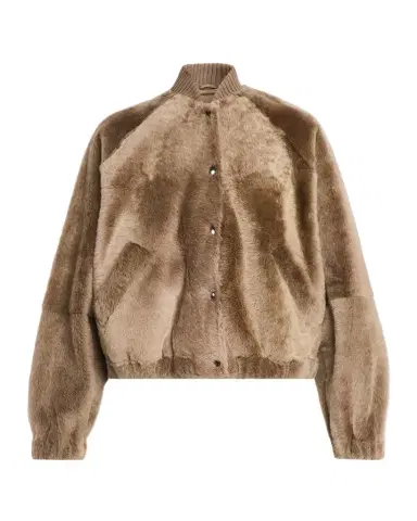 Brunello Cucinelli Velour Lamb Shearling Bomber Jacket | Thumbnail 1