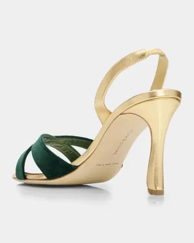 Manolo Blahnik Callydra 90MM Velvet-Trimmed Slingback Sandals | Thumbnail 4 Manolo Blahnik Callydra 90MM Velvet-Trimmed Slingback Sandals | Thumbnail 4
