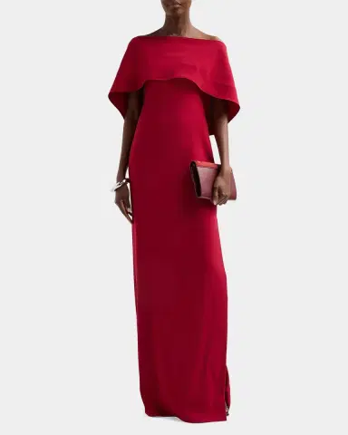 Amsale Stretch Crepe Scarf Column Gown | Thumbnail 2