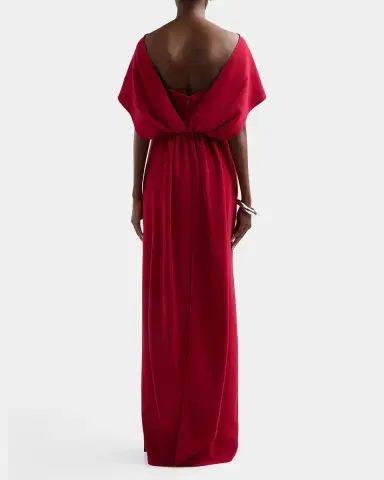 Amsale Stretch Crepe Scarf Column Gown | Thumbnail 3