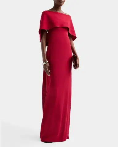 Amsale Stretch Crepe Scarf Column Gown | Thumbnail 5