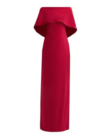 Amsale Stretch Crepe Scarf Column Gown | Thumbnail 1
