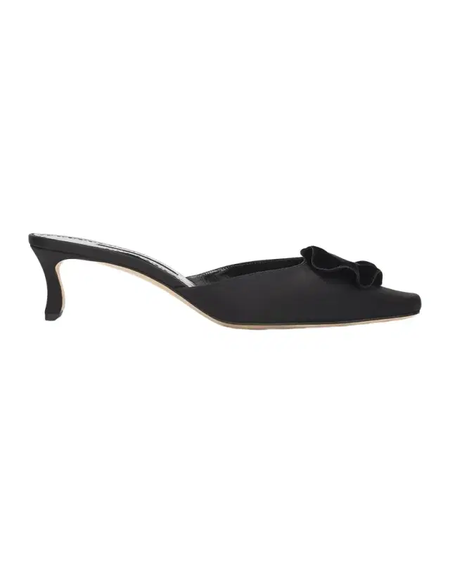 Manolo Blahnik Caulon 50MM Satin Velvet-Trimmed Mules