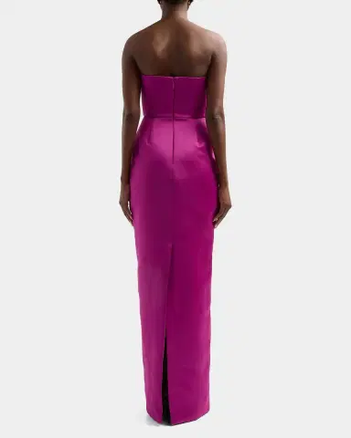 Amsale Floral Satin Strapless Column Gown | Thumbnail 3