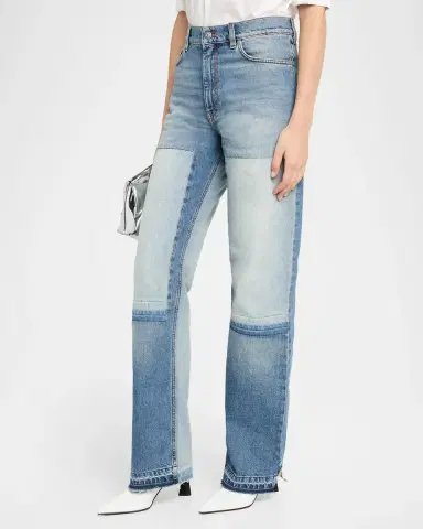 Stella McCartney Mid-Rise Patchwork Straight-Leg Jeans | Thumbnail 4 Stella McCartney Mid-Rise Patchwork Straight-Leg Jeans | Thumbnail 4