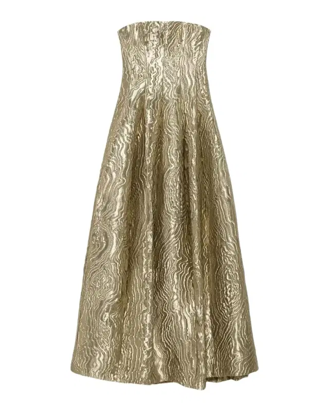 Simkhai Celeste Strapless Metallic Jacquard Gown