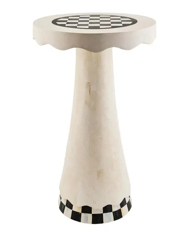 MacKenzie-Childs Courtly Check Scalloped Accent Table