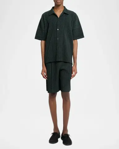 Homme Plissé Issey Miyake Men's Pleated Short-Sleeve Shirt | Thumbnail 2 Homme Plissé Issey Miyake Men's Pleated Short-Sleeve Shirt | Thumbnail 2