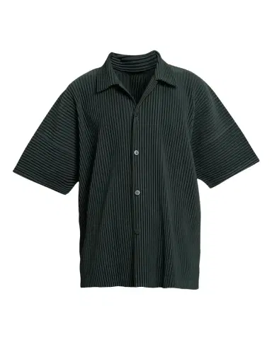 Homme Plissé Issey Miyake Men's Pleated Short-Sleeve Shirt | Thumbnail 1 Homme Plissé Issey Miyake Men's Pleated Short-Sleeve Shirt | Thumbnail 1