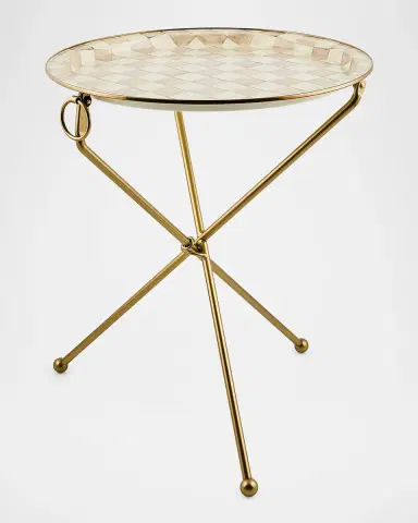 MacKenzie-Childs Mocha Check Enamel Tilt Accent Table | Thumbnail 2