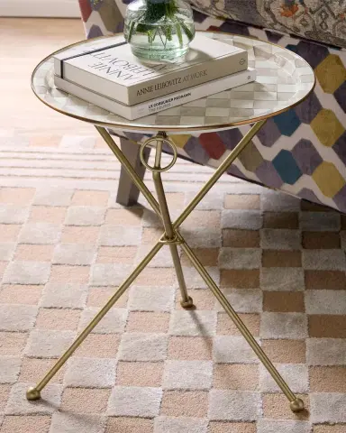 MacKenzie-Childs Mocha Check Enamel Tilt Accent Table | Thumbnail 4