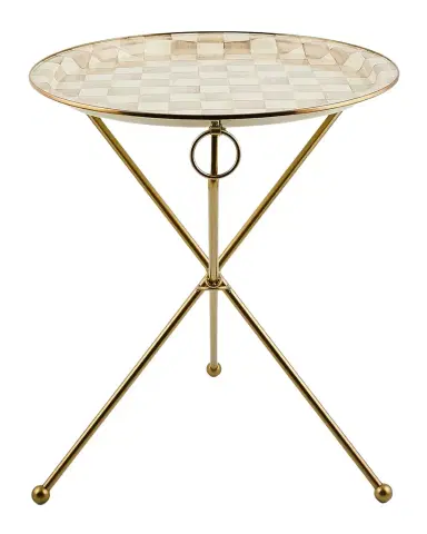 MacKenzie-Childs Mocha Check Enamel Tilt Accent Table | Thumbnail 1
