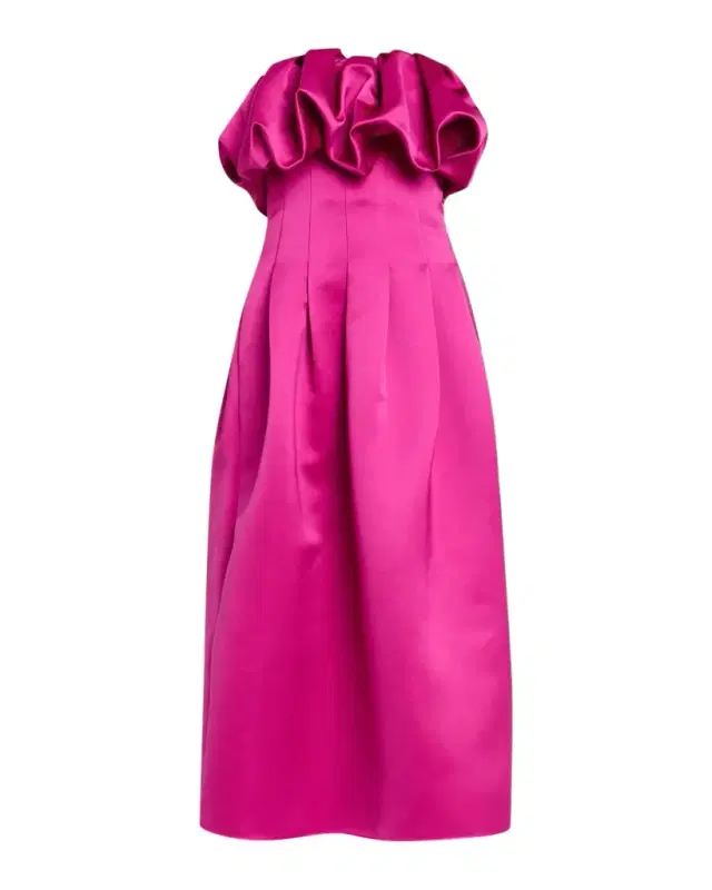 Ulla Johnson Cosima Strapless Satin Tea-Length Dress