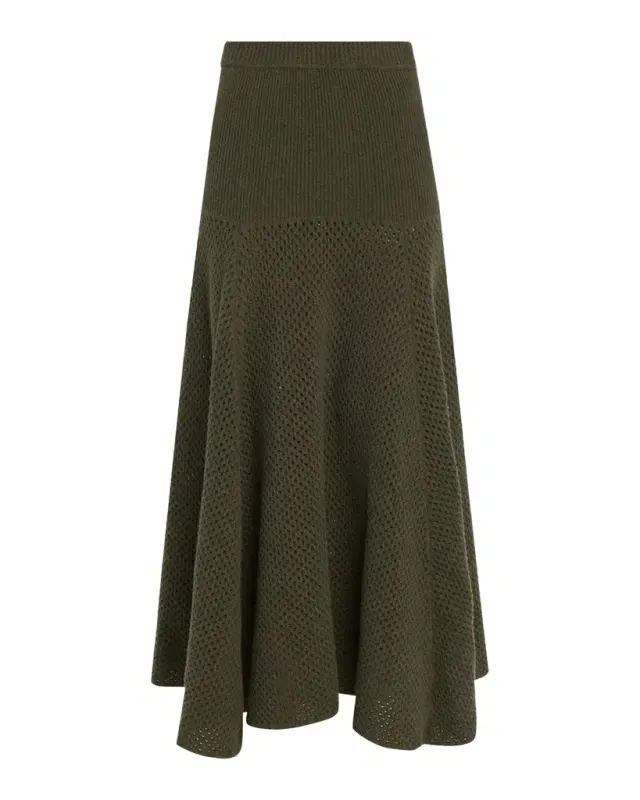 Ulla Johnson Lucia Wool Open Knit Midi Skirt