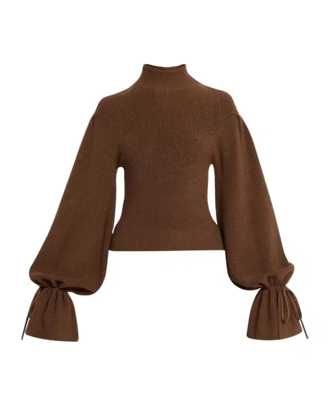 Ulla Johnson Camille Tie-Cuff Ribbed Sweater